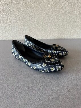 Tory Burch Navy Floral Print Flats - Size 7.5M